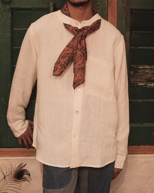 BLOCK PRINTED SCARF SHIRT