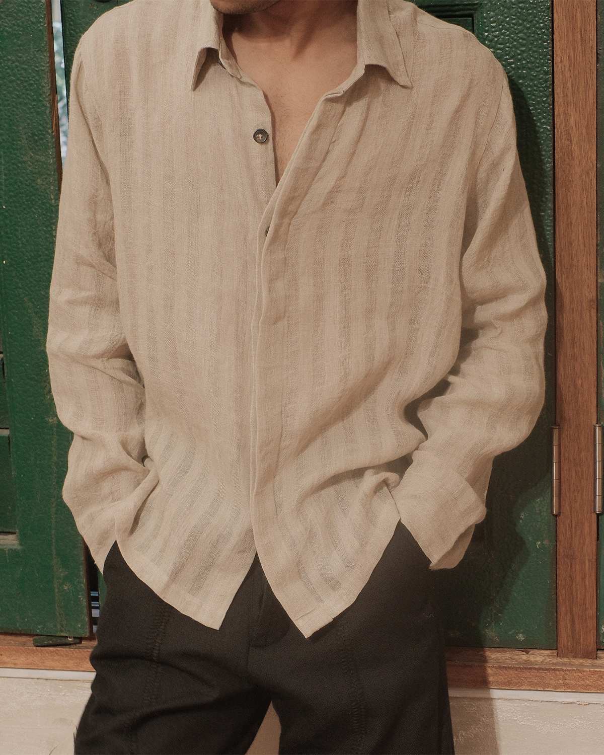 LINEN STRIPE SHIRT