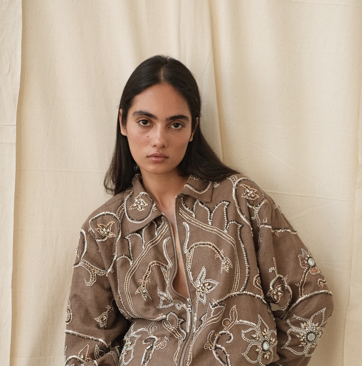 Glasswork Beaded Zip Jacket