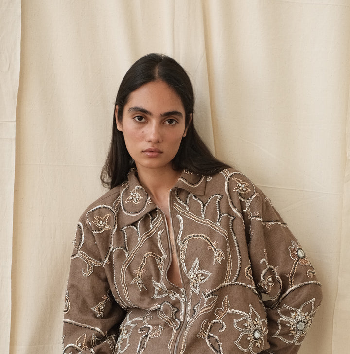 Glasswork Beaded Zip Jacket