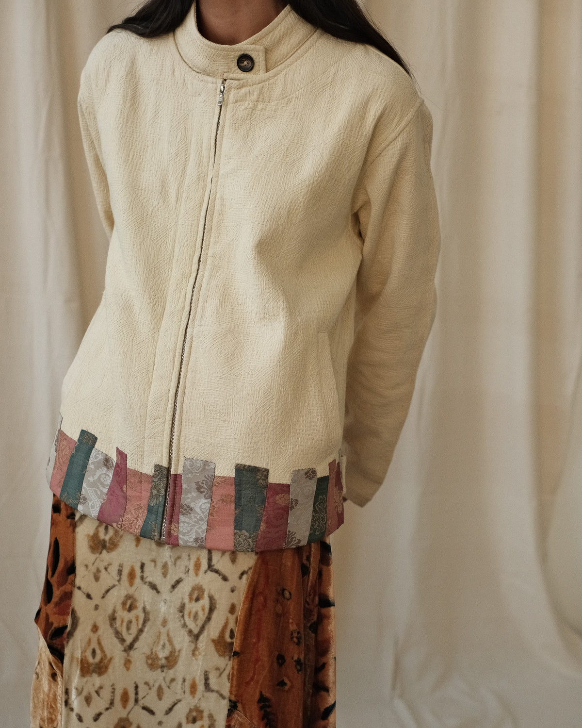 Velvet Block Print Skirt