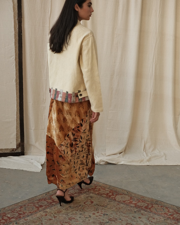 Velvet Block Print Skirt