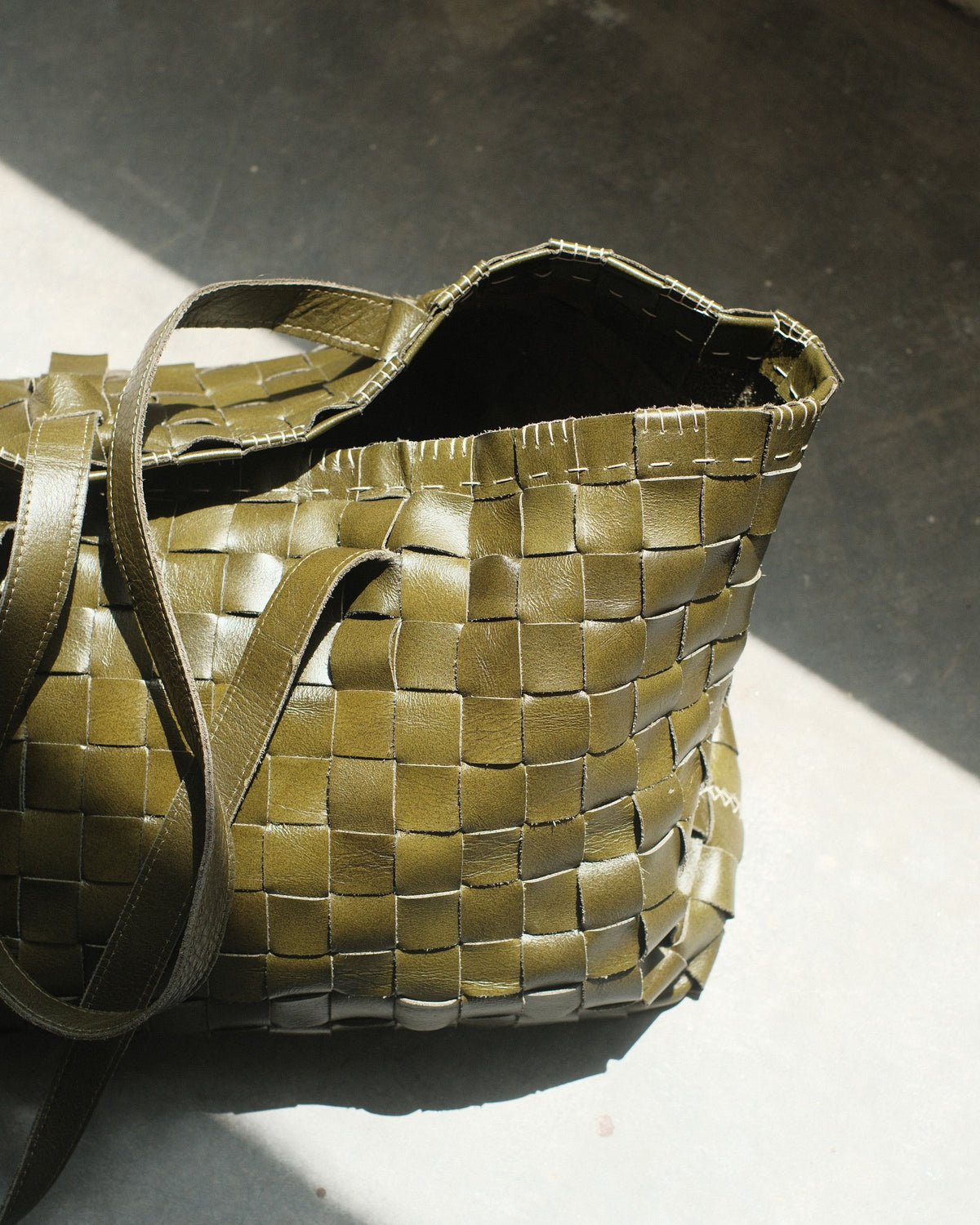 GREEN LEATHER ATMA TOTE