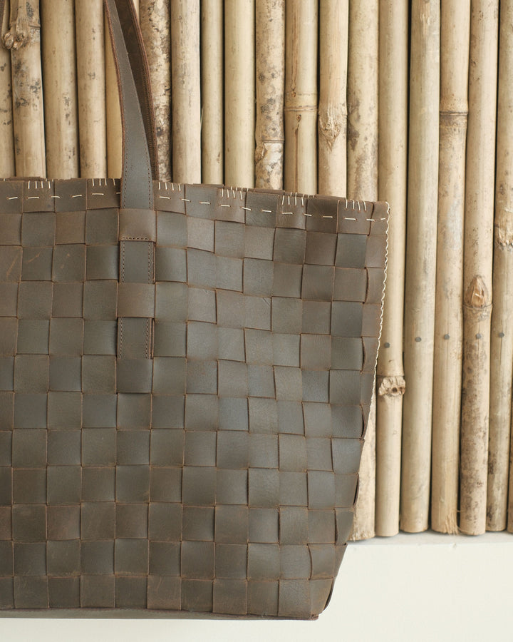 BROWN LEATHER ATMA TOTE