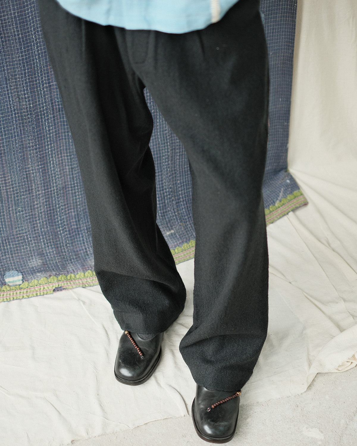 BRUSHED MERINO PLEATED TROUSER