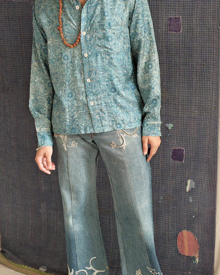 BLOCK PRINT SILK SHIRT