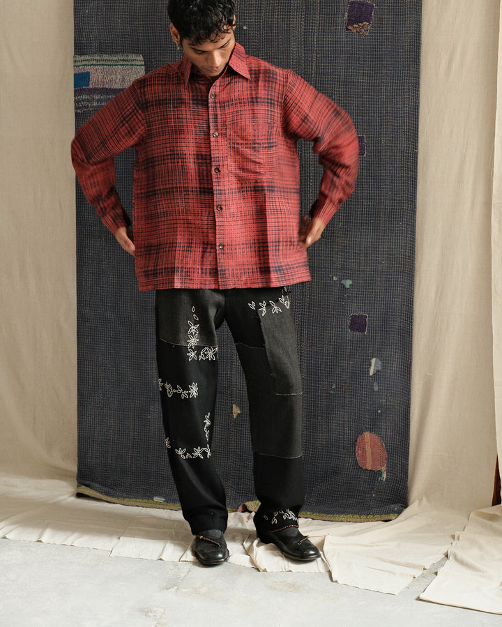 BLOCKPRINT SILK CHECK SHIRT