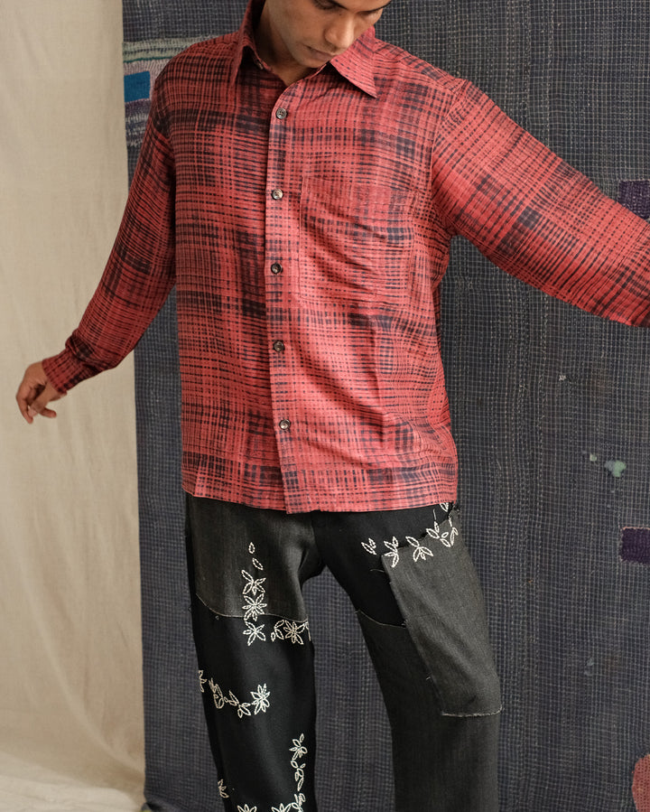 BLOCKPRINT SILK CHECK SHIRT