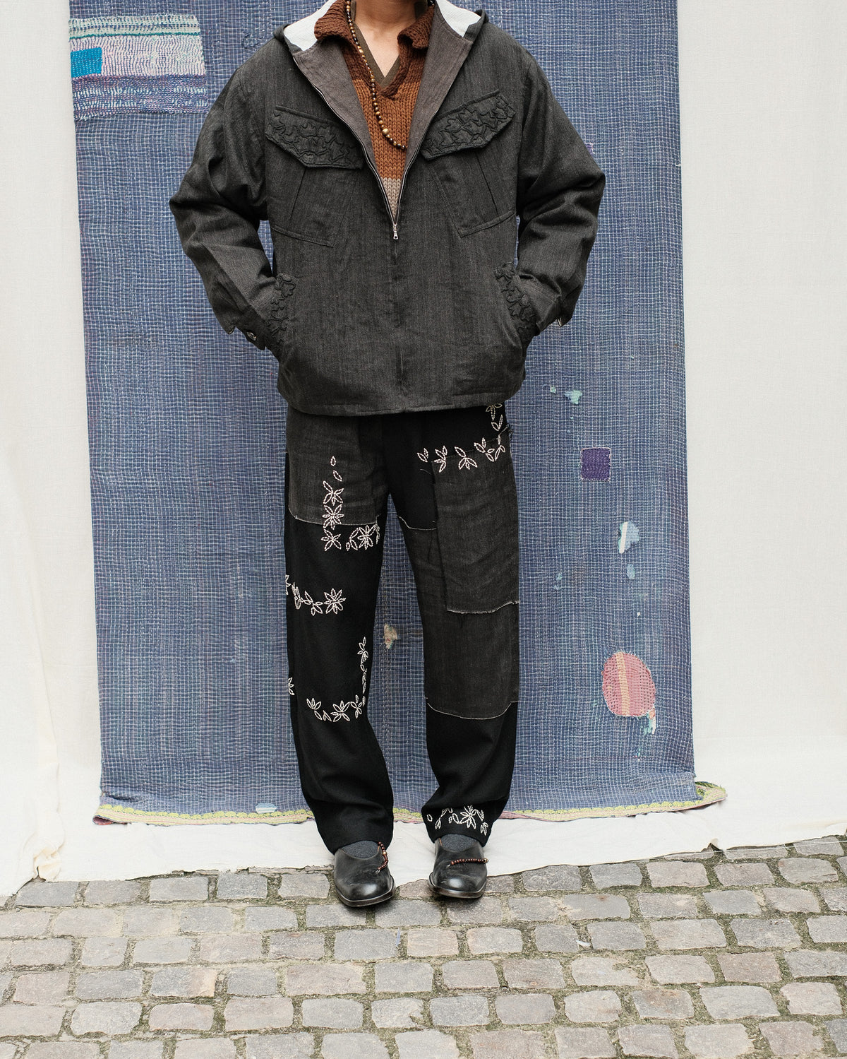 WOVEN ZIP HOODIE