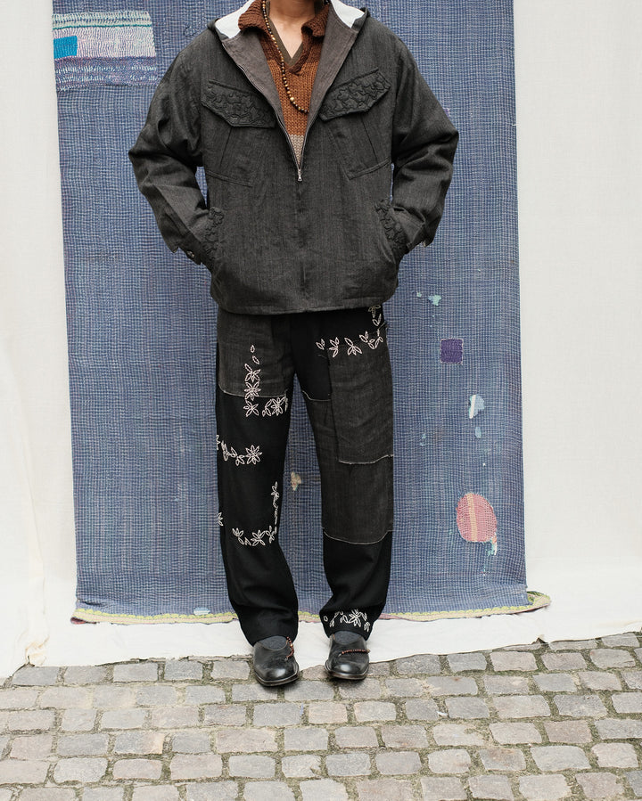 WOVEN ZIP HOODIE