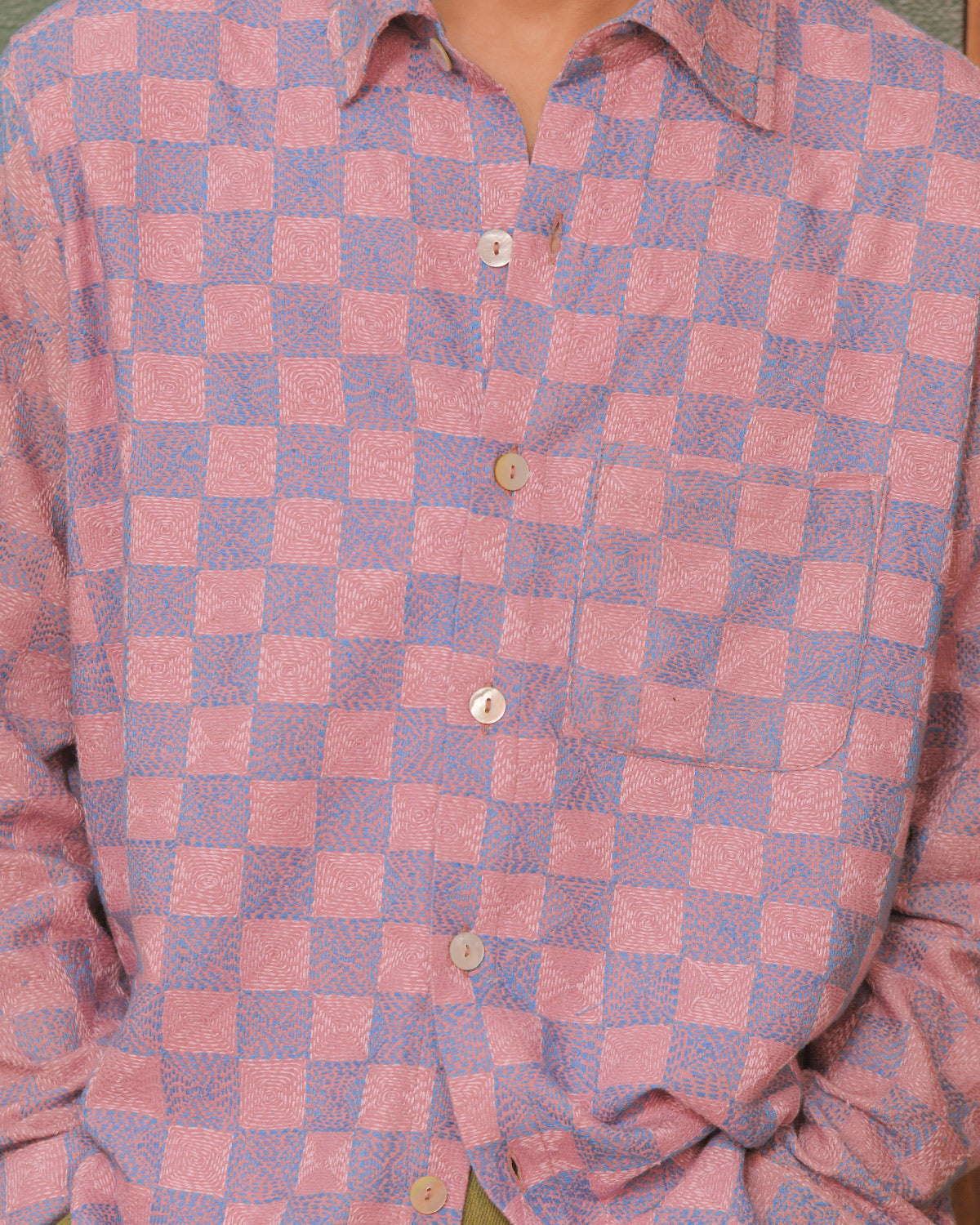 KANTHA CHECK BOX SHIRT