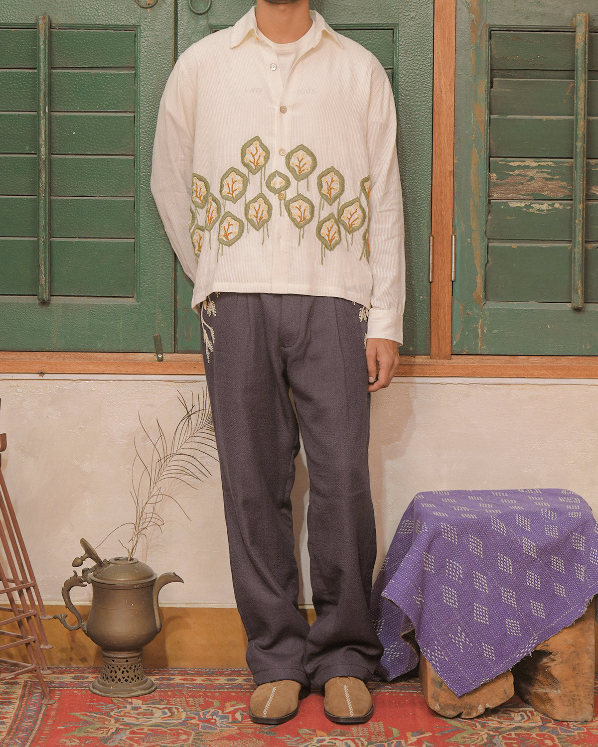 HAND EMBROIDERED LOTUS SHIRT