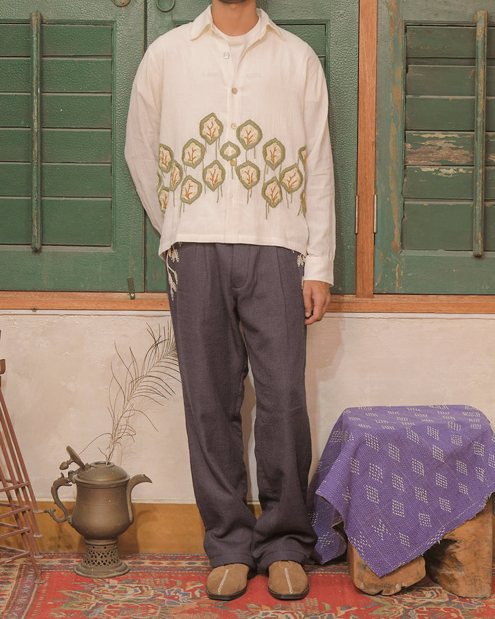 HAND EMBROIDERED LOTUS SHIRT