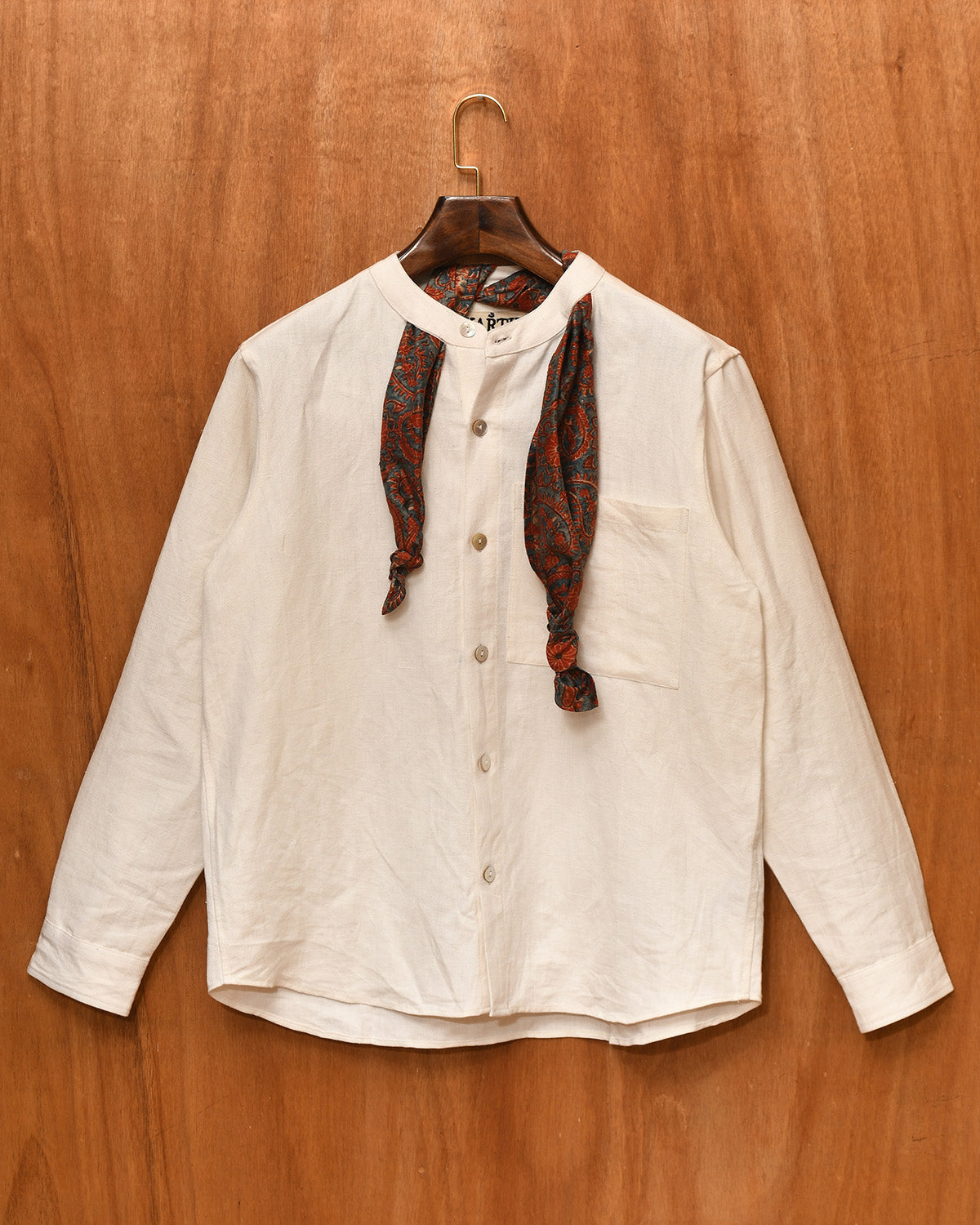 BLOCK PRINTED SCARF SHIRT