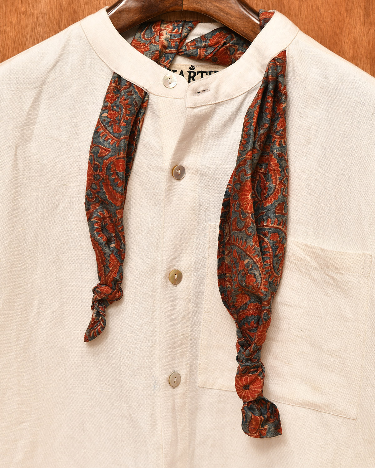 BLOCK PRINTED SCARF SHIRT
