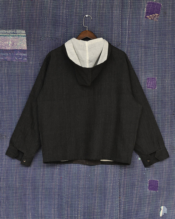 WOVEN ZIP HOODIE