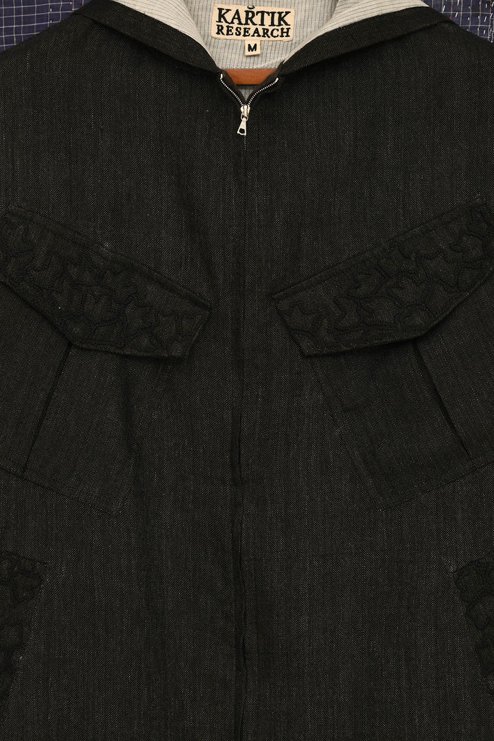 WOVEN ZIP HOODIE
