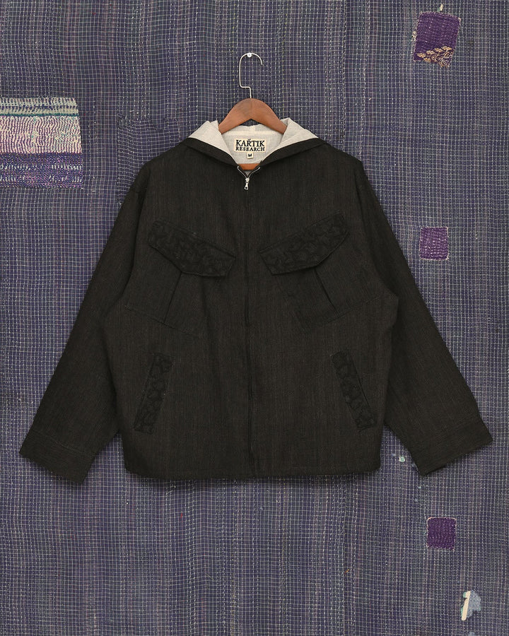 WOVEN ZIP HOODIE
