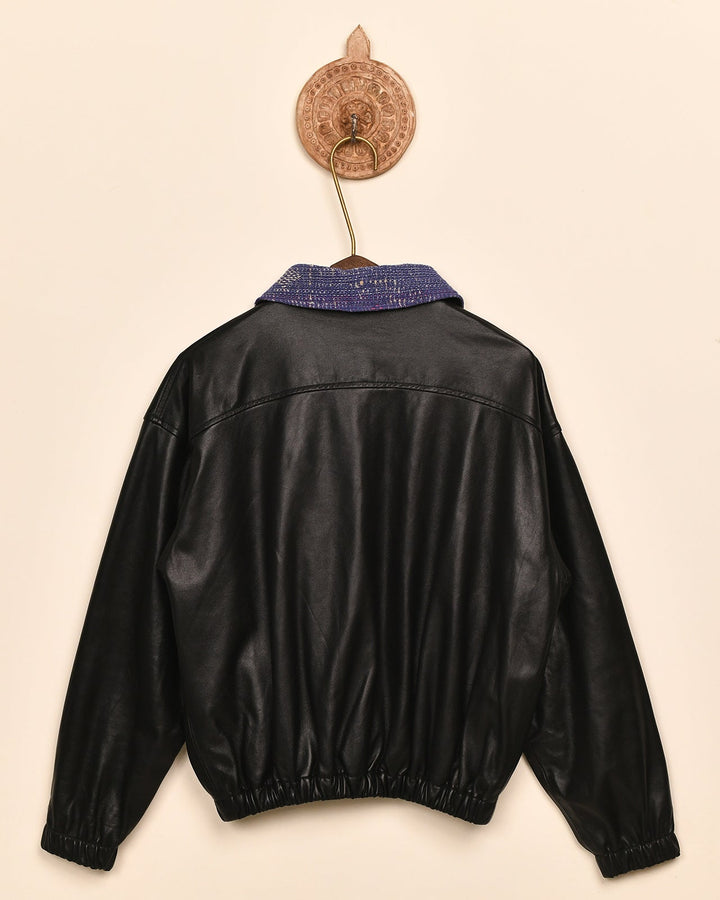 KANTHA LEATHER BOMBER