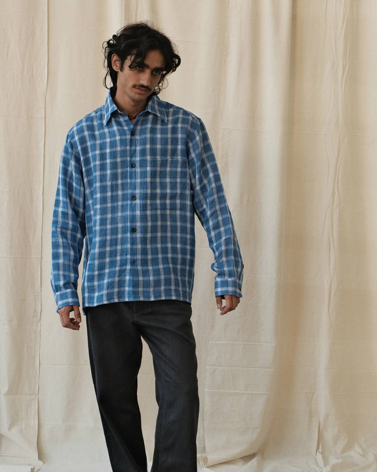 LINEN CHECK SHIRT